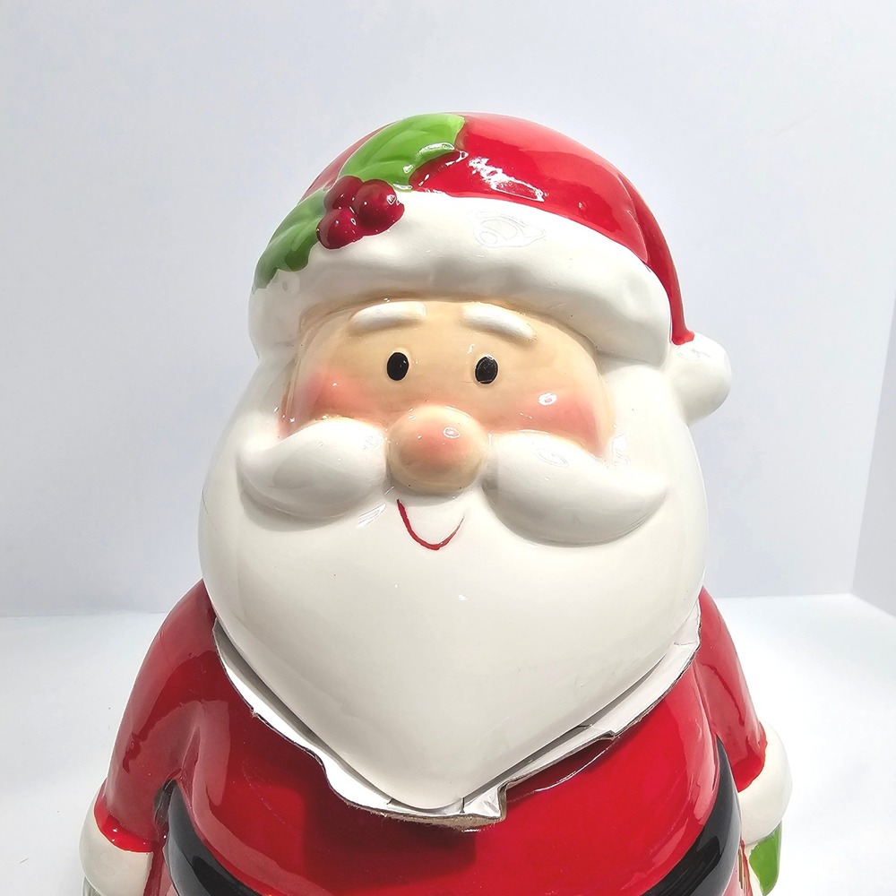 Vintage Style Ceramic Santa Claus Cookie Jar Christmas Holiday Canister Decor